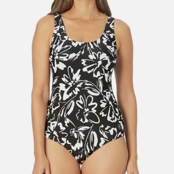 Hurley Ink Fresco Floral One-Piece Swimsuit – Black & White – Size M – Gently Us - Picture 3 of 9